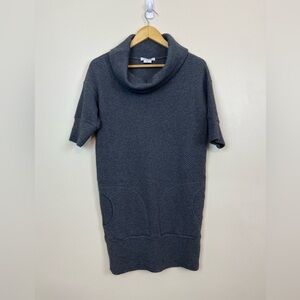 Lacoste Quilted Cowl Neck Minimalist 1/2 Sleeve Sweater Dress